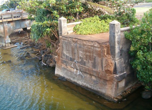 Looking back at the footing of the old bridge