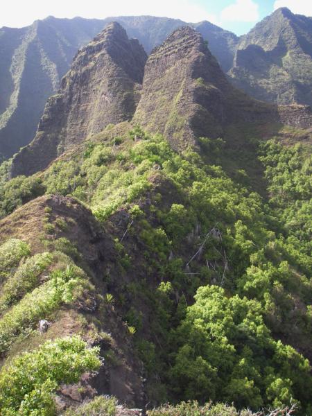 Two smaller peaks along the south ridge of Hanakoa valley