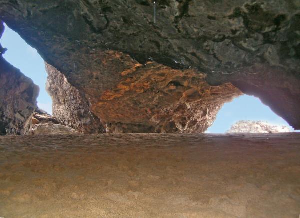 The two entrances make this cave a candidate to be a future sea arch The two entrances make this cave a candidate to be a future sea arch